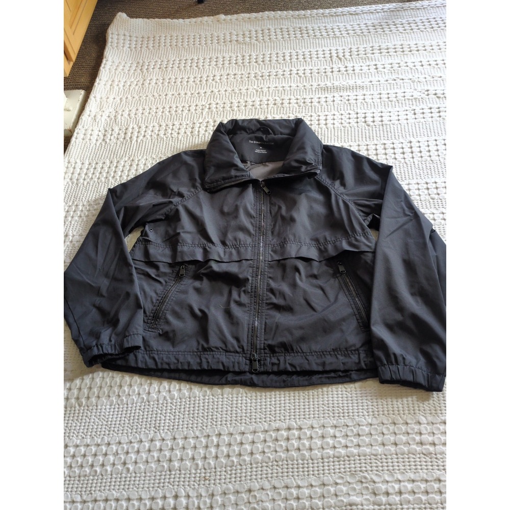 Babaton Raindrop Anorak Jacket Full Zip Size Medium Black Stow Away Hood